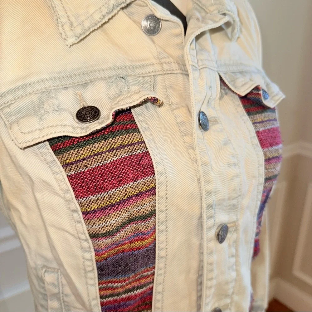 Free People Baja Tapestry Light Wash Jacket size‎ 6 - Picture 3 of 5